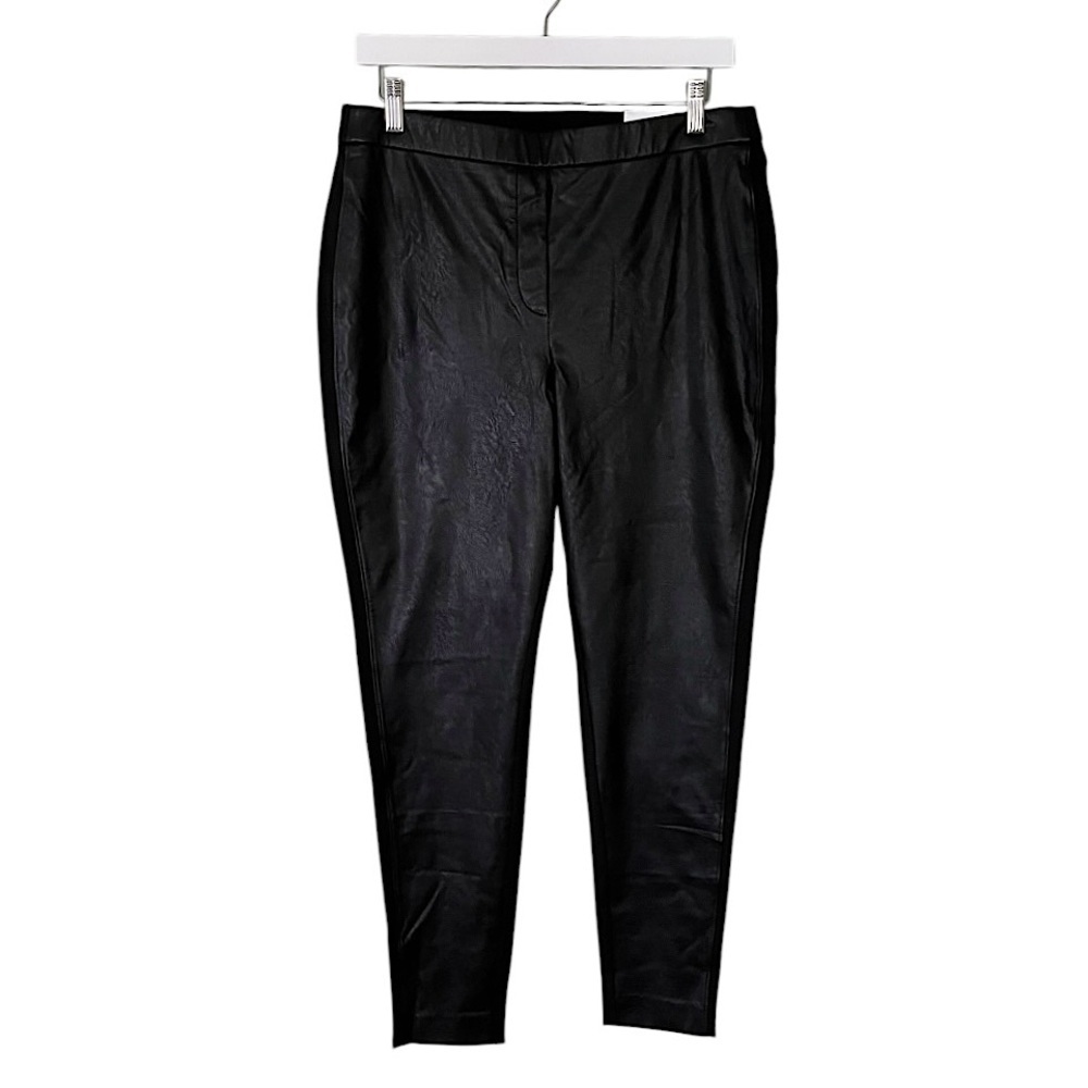 NWT Chico’s Women’s Faux Leather Front Ponte Leggings‎ Black Size 12
